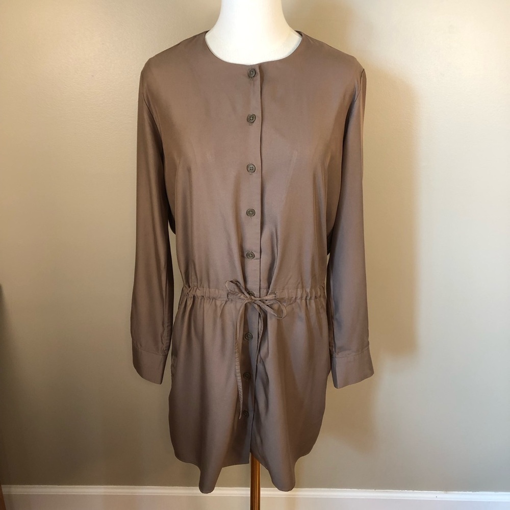 Uniqlo Medium Brown Long Sleeve Button Front Dress Size M